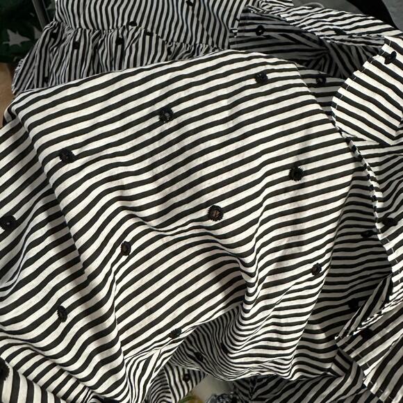 MAJE Lossi Ruffled Striped Cotton Blouse Black Size 1 - Picture 5 of 7